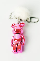 Metallic Bear Bag Charm With Pom-Pom