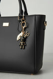 Black And Gold Striped Bear Bag Charm