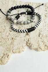 Men's Faux Leather & Beaded Bracelet Set