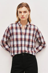 Check Button-Down Crop Shirt
