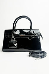 Patent Faux Leather Bag With Key Charm