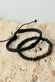 Men's Leather And Stone Bracelet Set