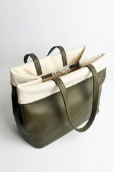 Combined Canvas & Faux Leather Tote