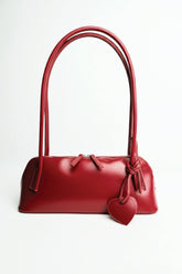 Elongated Shoulder Bag With Heart Charm