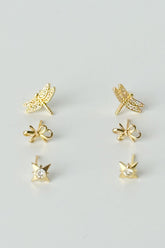 Dragonfly, Bow, And Star Stud Earring Set