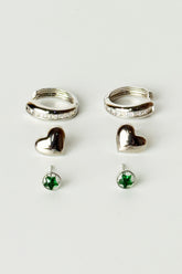 Rhinestone Stud And Hoop Earring Set