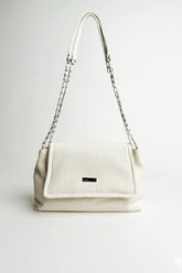 Ribbed Shoulder Bag With Chain Strap