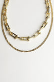 U-Link And Curb Chain Layered Necklace