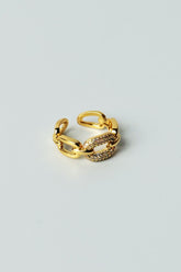 Pave-Rhinestone Chain Ring
