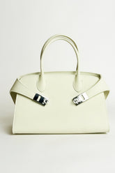 Pebbled Leather Structured Top-Handle Bag