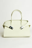 Pebbled Leather Structured Top-Handle Bag