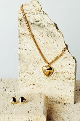 Gold Heart Rhinestone Jewelry Set