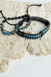 Men's Faux Leather And Beaded Bracelet Set
