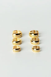 Gold Huggie Hoop Earring Set