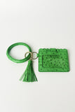 Circle Wristlet Bag Charm With Card Holder