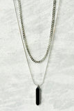 Men's Layered Curb And Pendant Necklace