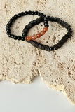Men's Cube And Round Gemstone Bracelet Set