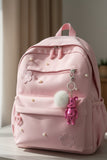 Metallic Bear Bag Charm With Pom-Pom