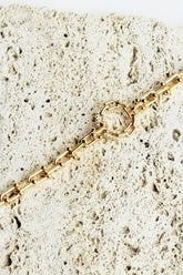 U-Link Chain Bracelet With Rhinestone