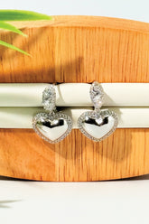Rhinestone Heart Dangle Earrings - SL
