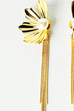 GO Flower Pearl Tassel Drop Earrings - GO