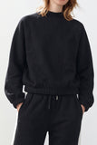Mock-Neck Fleece Sweatshirt