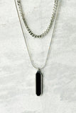 Men's Layered Curb And Pendant Necklace