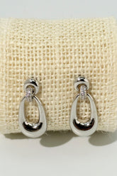Rhinestone-embellished Oval Drop Earrings
