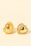 Two-Way Heart Stud Earrings - GO