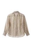 Oversized Marbled Earth-Tone Print Shirt