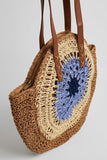 Crochet Straw Circle Tote Bag