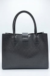 Croc-Embossed Structured Tote