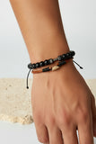 Men's Dumbbell And Leather Bracelet Set