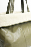 Combined Canvas & Faux Leather Tote