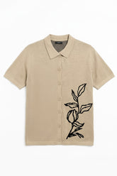 Knit Button-Down With Black Floral