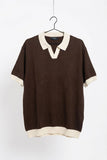 Contrast Ribbed Knit Polo