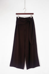 Wrap-Waist Wide-Leg Trousers