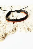 Men's Faux Leather And Beaded Bracelet Set