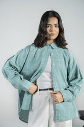 Embroidered Grid Pattren Shirt