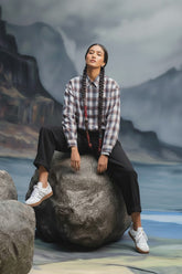 Check Button-Down Crop Shirt