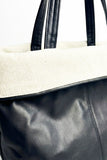 Combined Canvas & Faux Leather Tote