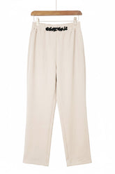 Embroidered Straight-Leg Trousers