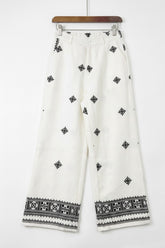 Embroidered Wide-Leg Trousers