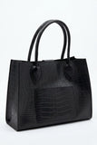 Croc-Embossed Structured Tote