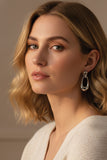 Rhinestone-embellished Oval Drop Earrings