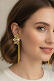GO Flower Pearl Tassel Drop Earrings - GO