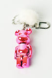 Metallic Bear Bag Charm With Pom-Pom