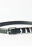 Faux Leather Belt With Crescent Accents