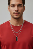 Men's Layered Curb And Pendant Necklace