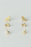 Dragonfly, Bow, And Star Stud Earring Set